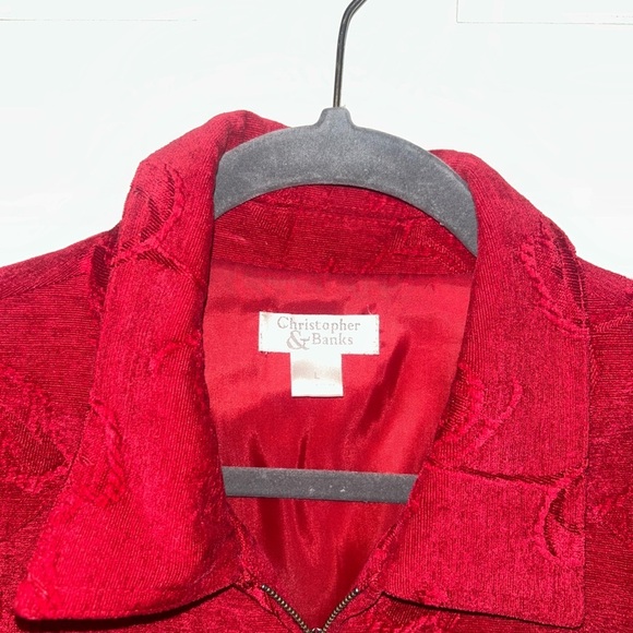 ❣️Christopher & Banks Red Jacquard Zip Up Jacket Large❣️ - Picture 3 of 3